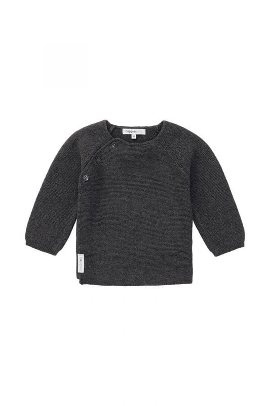 Organic Cotton Knitted Cardigan - Dark Grey Melange Cardigan / Jacket Noppies 