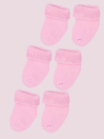 Set of three pairs of socks: Baby Pink Towelling Stay-on Premature Baby Socks Socks Little Mouse Baby Clothing & Gifts 