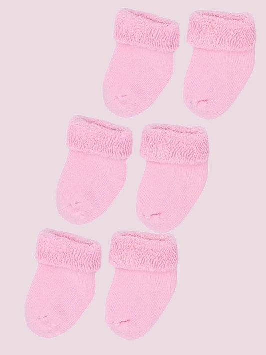 Set of three pairs of socks: Baby Pink Towelling Stay-on Premature Baby Socks Socks Little Mouse Baby Clothing & Gifts 