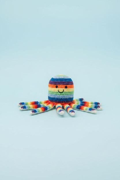 Bright Octopus Baby Rattle Fair Trade Crochet Organic Cotton Toy Best Years 