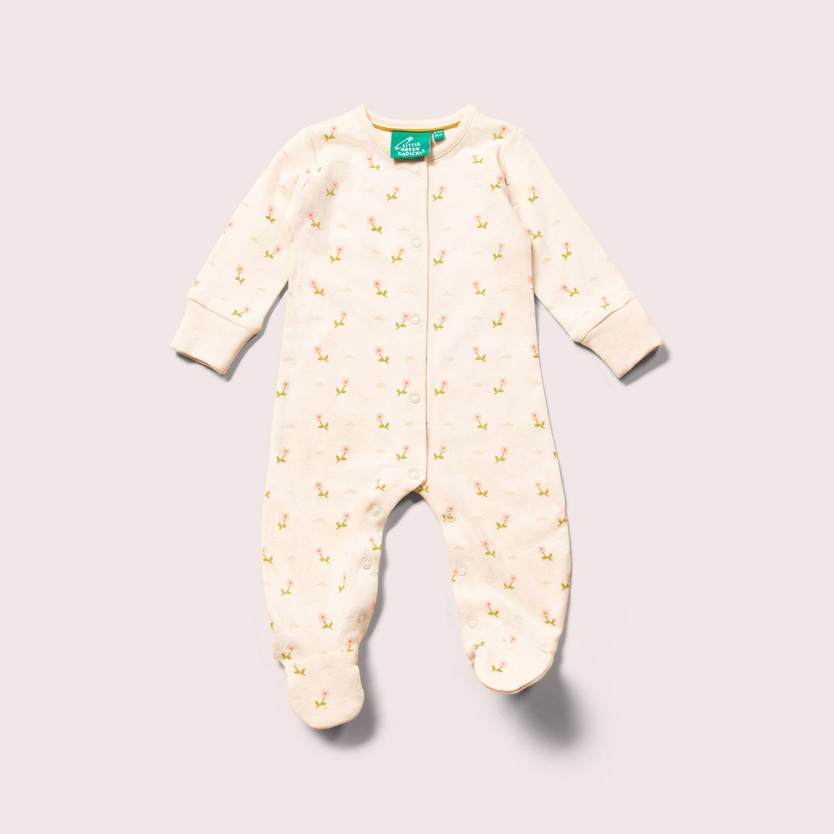 Little Green Radicals Pink Flowers Organic Babygrow