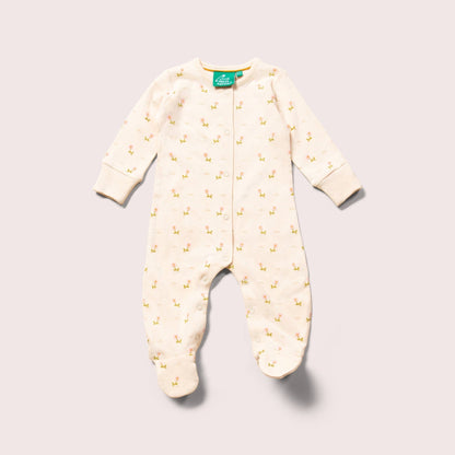 Little Green Radicals Pink Flowers Organic Babygrow