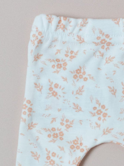 Apricot Floral Leggings, Premium 100% Organic Cotton Tiny & Small