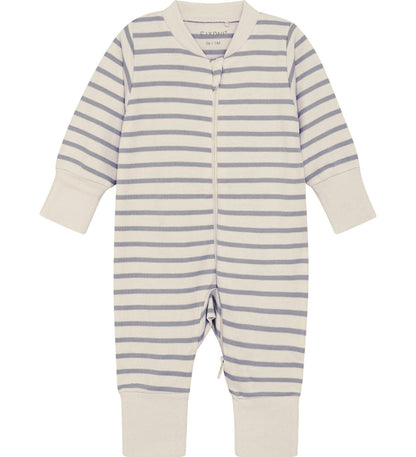 Organic Cotton Blue and Cream Striped Onesie Sleepsuit / Babygrow Fixoni 