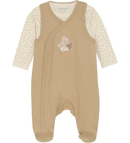Bunny and Leaf Organic Cotton Dungarees & Bodysuit Outfit Fixoni 