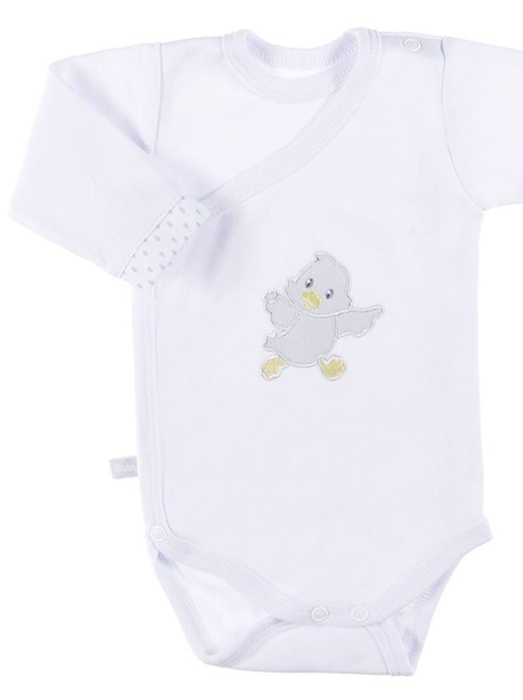 Early Baby Bodysuit, Embroidered Little Chick Design - White EEVI