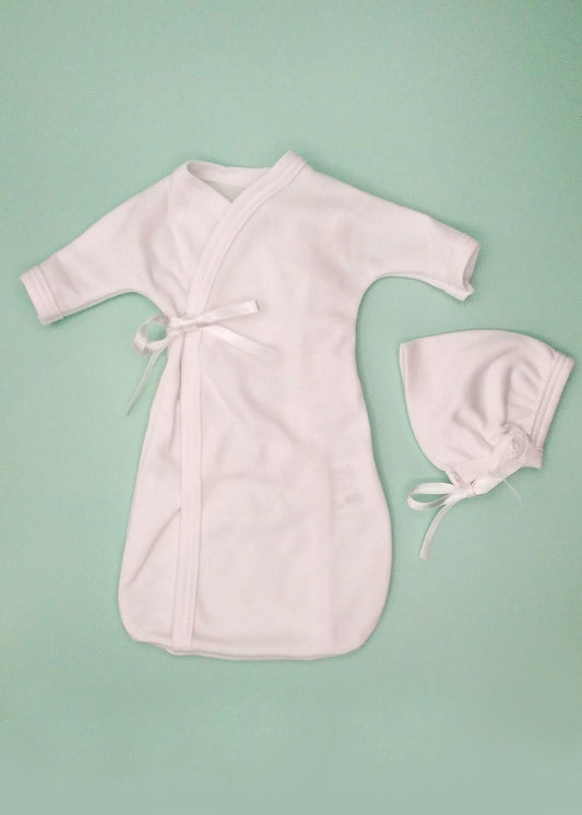 Baby Bereavement Gown & Bonnet, White, Organic (Burial Gown) Bereavement gown Tiny & Small 