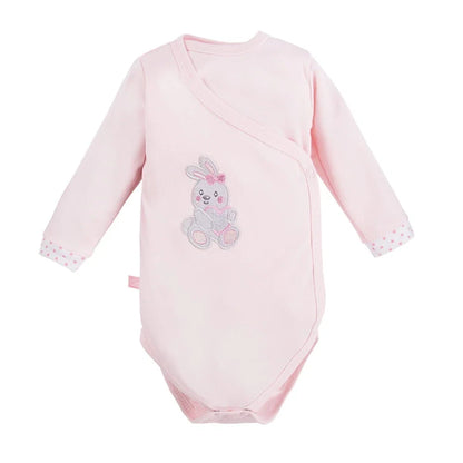 Early Baby Bodysuit, Embroidered Bunny Rabbit Design - Pink Bodysuit / Vest EEVI 