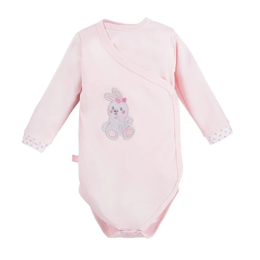 Early Baby Bodysuit, Embroidered Bunny Rabbit Design - Pink Bodysuit / Vest EEVI 