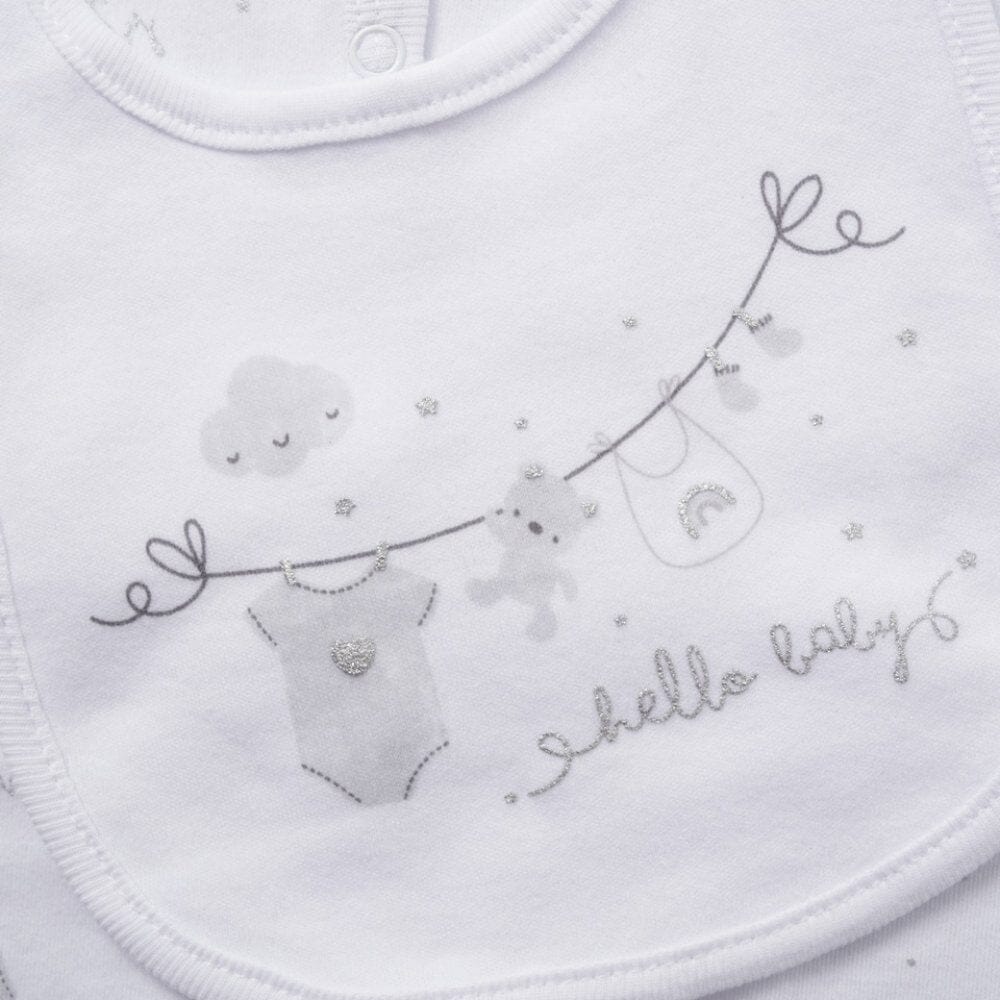 'Hello Baby Teddy Bear' 5 Piece Layette Gift Set - 3 sizes. Rock a Bye Baby