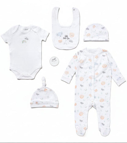 'Hello Little One Animals' 5 Piece Layette Gift Set. Rock a Bye Baby