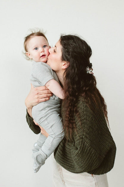 Stay-on Baby Boots, Waffle Knit, Thunderstorm Booties Goumikids 