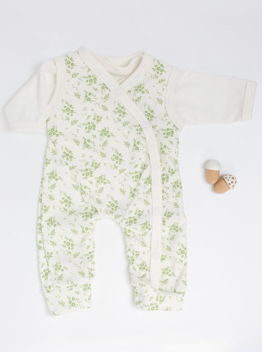 Dungaree & Top Set, Apple Floral, Premium 100% Organic Cotton Dungaree Tiny & Small 
