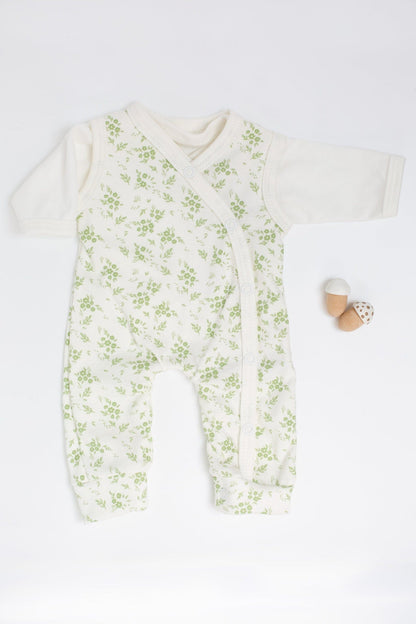 Dungaree & Top Set, Apple Floral, Premium 100% Organic Cotton Dungaree Tiny & Small 
