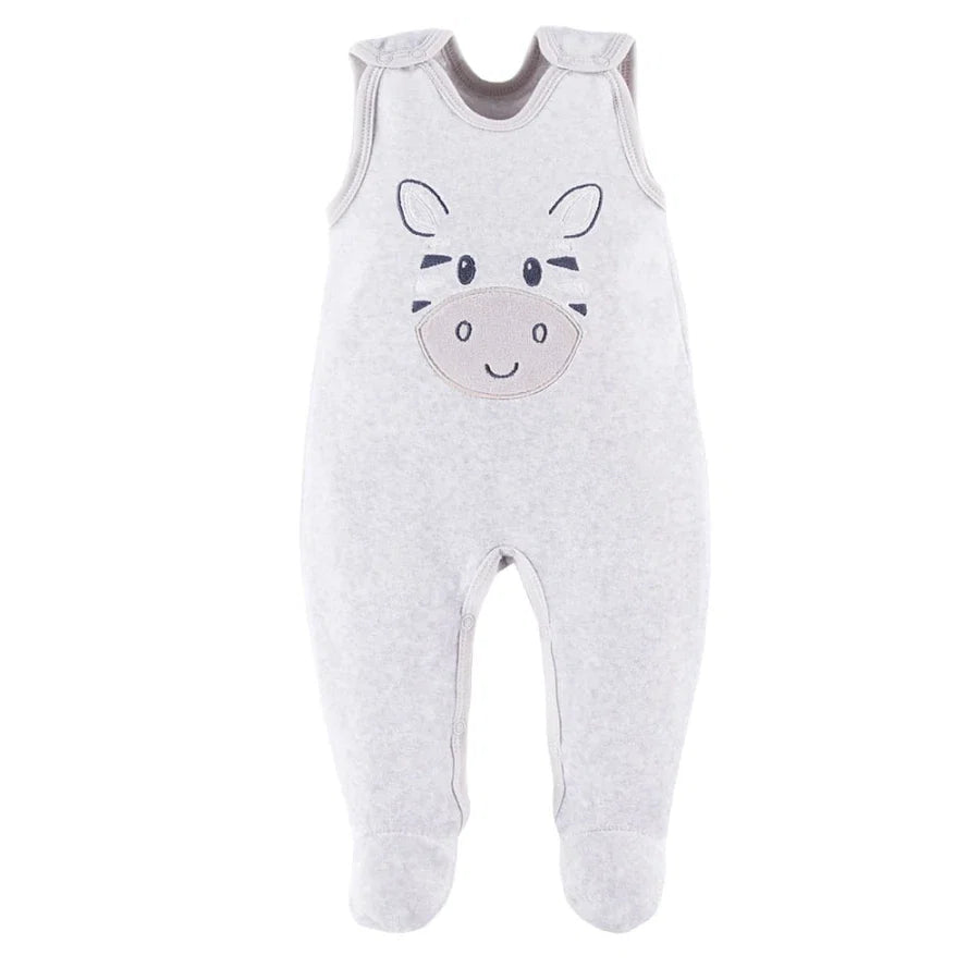 Early Baby Footed Dungarees, Cute Zebra Design - Grey Dungaree EEVI 