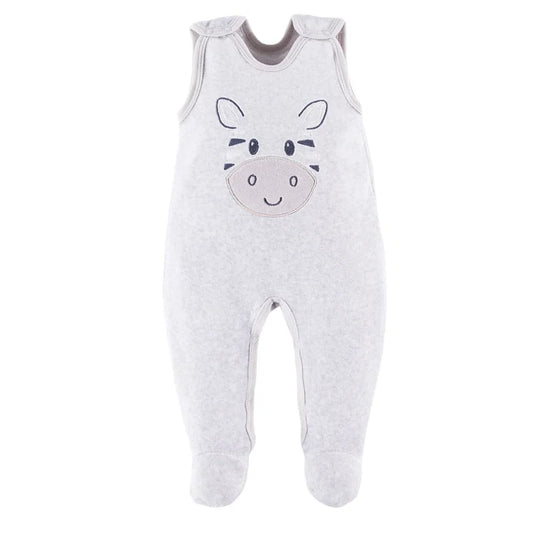 Early Baby Footed Dungarees, Cute Zebra Design - Grey Dungaree EEVI 