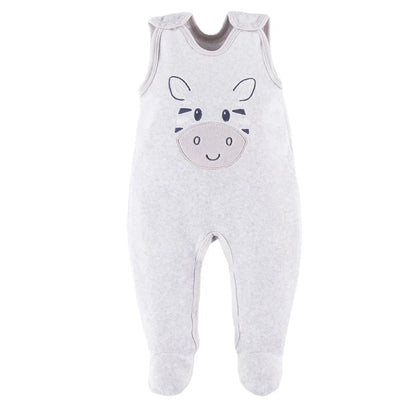 Early Baby Footed Dungarees, Cute Zebra Design - Grey Dungaree EEVI 