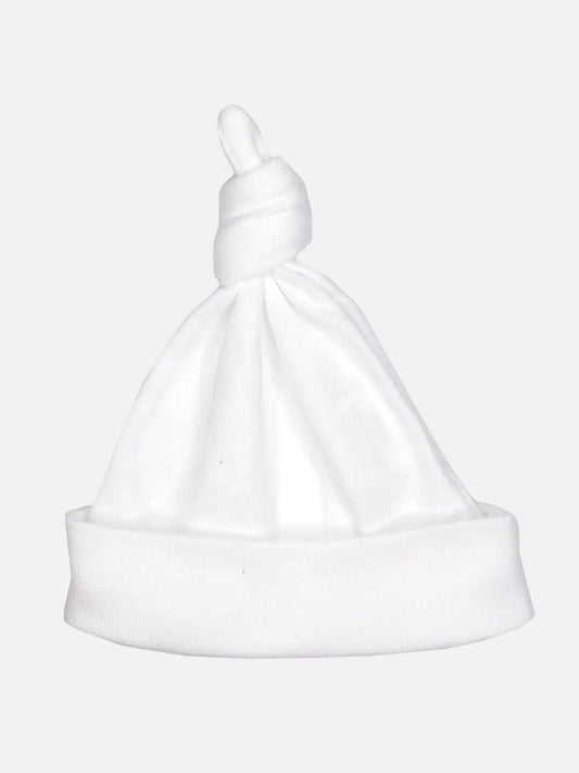 White knotted hat for premature baby by Little Mouse