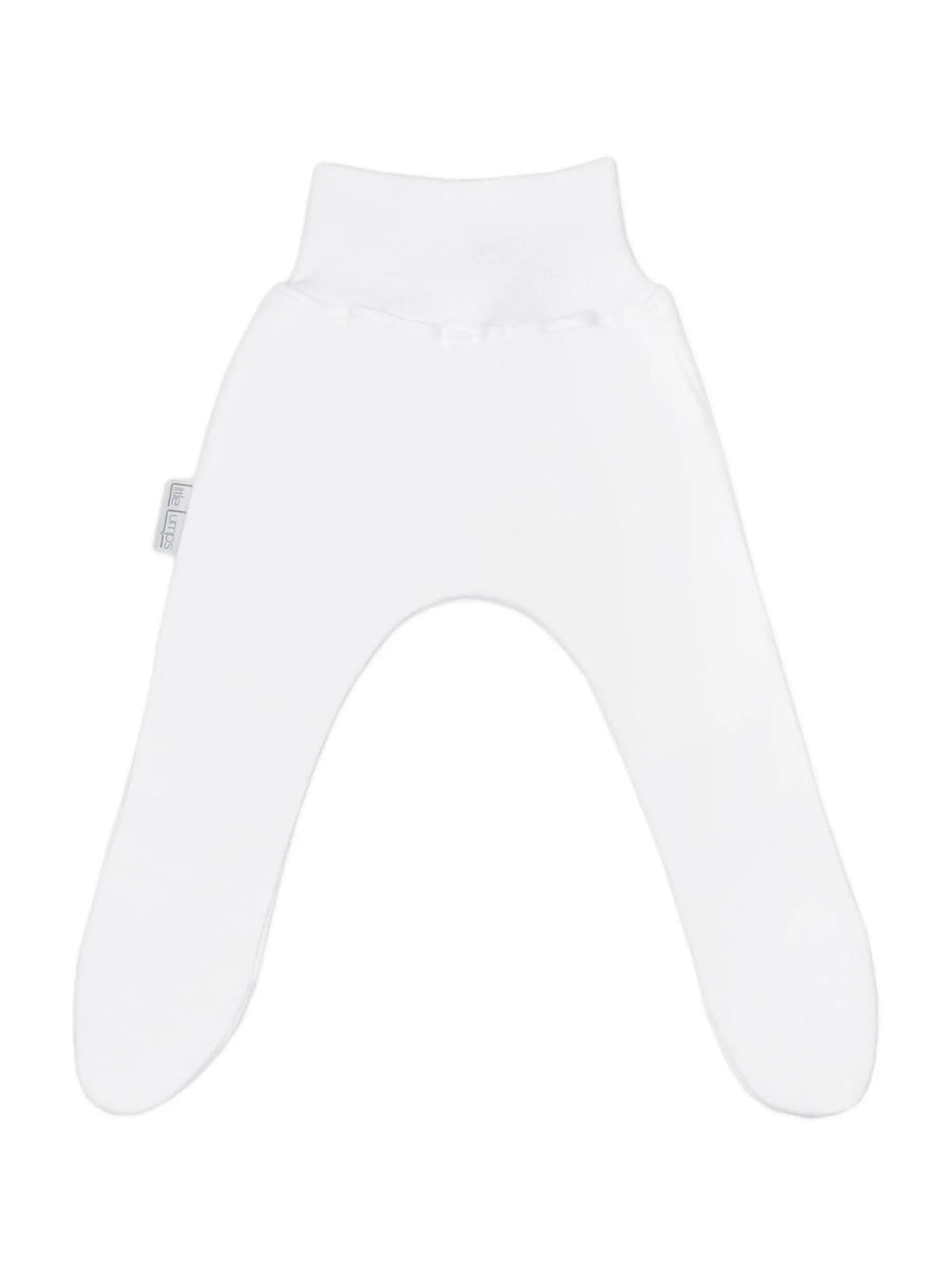 White cotton footed leggings for tiny babies by Little Lumps, front view