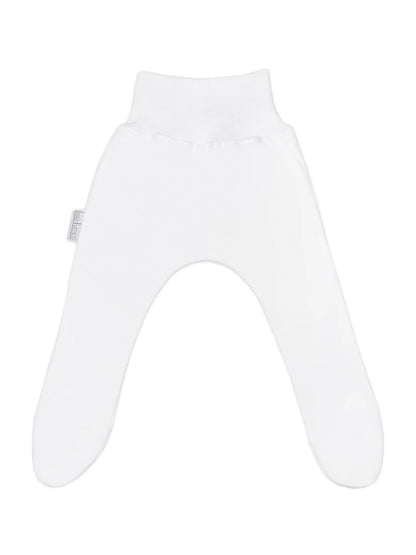 White cotton footed leggings for tiny babies by Little Lumps, front view