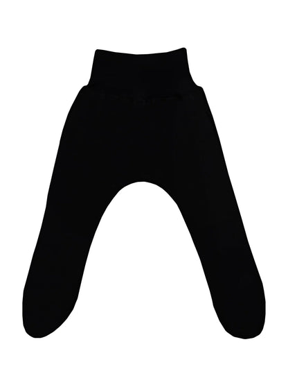 Black cotton footed leggings for tiny babies by Little Lumps, front view