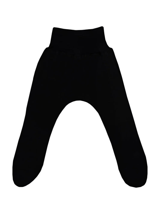 Black cotton footed leggings for tiny babies by Little Lumps, front view