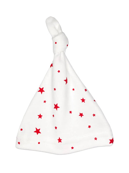 Premature Baby Knotted Hat and Towelling Socks Set - Red Stars Hat, Mitts & Booties Set Little Mouse Baby Clothing & Gifts 