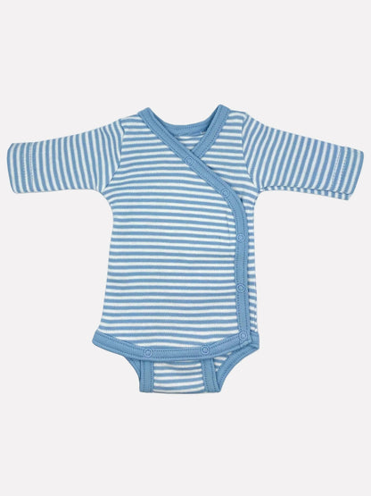 Organic Cotton Blue Thin Stripe Long Sleeve Vest Bodysuit / Vest Fixoni 