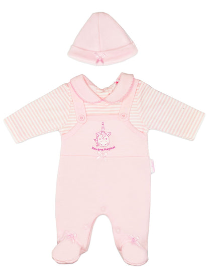 'You Are Magical' Unicorn Dungarees & Hat Set Dungaree Tiny Chick 