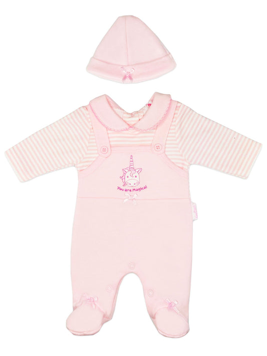 'You Are Magical' Unicorn Dungarees & Hat Set Dungaree Tiny Chick 