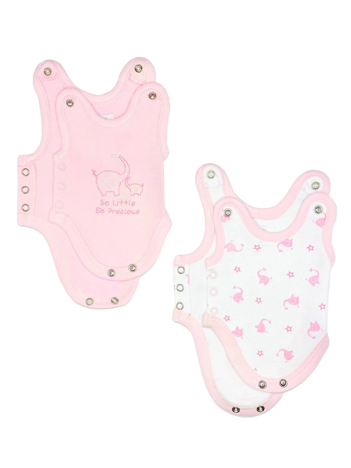 2 pack incubator vests pink elephant and star, close-up of prints