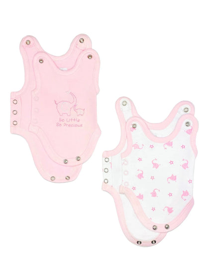 2 pack incubator vests pink elephant and star, close-up of prints