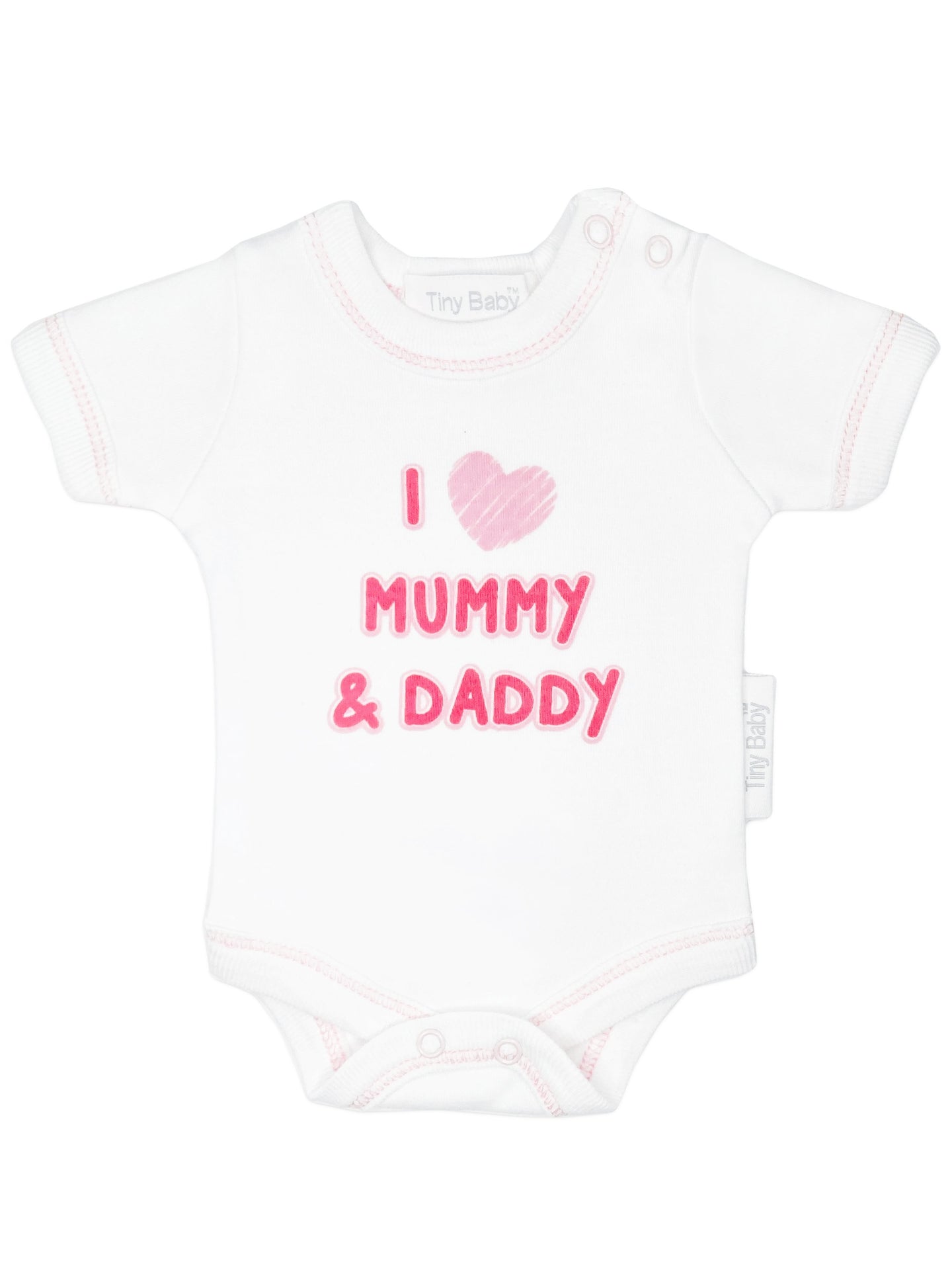 3 Pack Vests: I Love My Mummy & Daddy - Pink Bodysuit / Vest Tiny Chick 