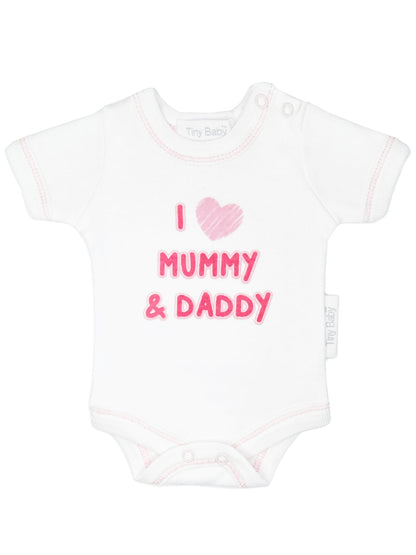 3 Pack Vests: I Love My Mummy & Daddy - Pink Bodysuit / Vest Tiny Chick 