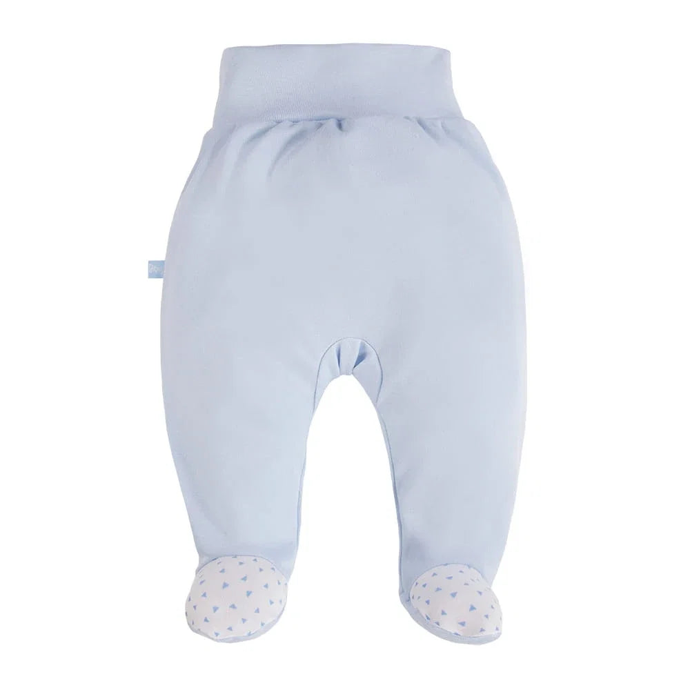 Footed Trousers, Embroidered Bear On Rear - Blue Trousers / Leggings EEVI 