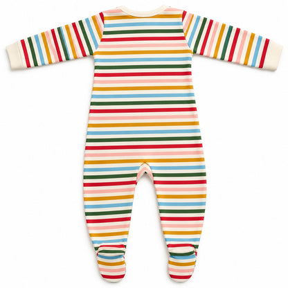 Little Green Radicals Striped Organic Newborn Baby Babygrow
