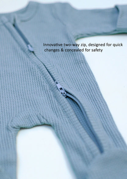 Zipped Premature Baby Sleepsuit, Fold-Over Mitts - Blue Sleepsuit / Babygrow Little Dreamer 