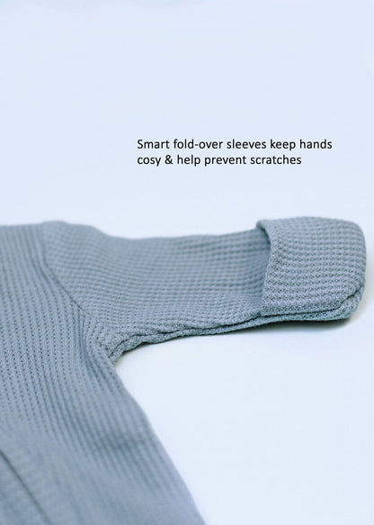 Zipped Premature Baby Sleepsuit, Fold-Over Mitts - Blue Sleepsuit / Babygrow Little Dreamer 
