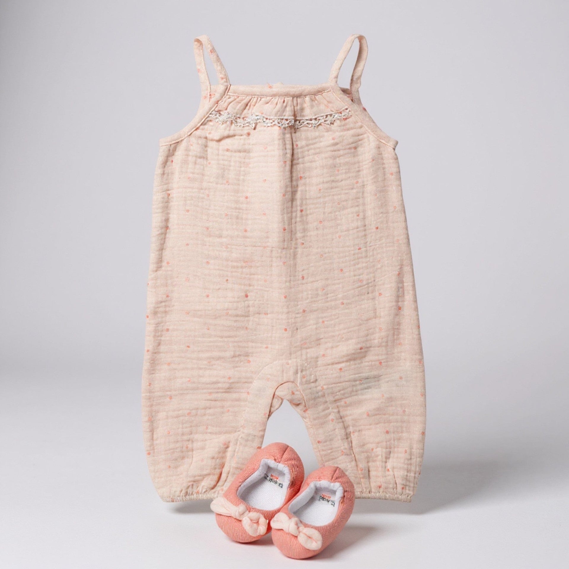 Pink Crinkle Muslin Romper & Shoes Lilly & Jack
