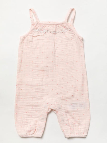 Pink Crinkle Muslin Romper & Shoes Lilly & Jack