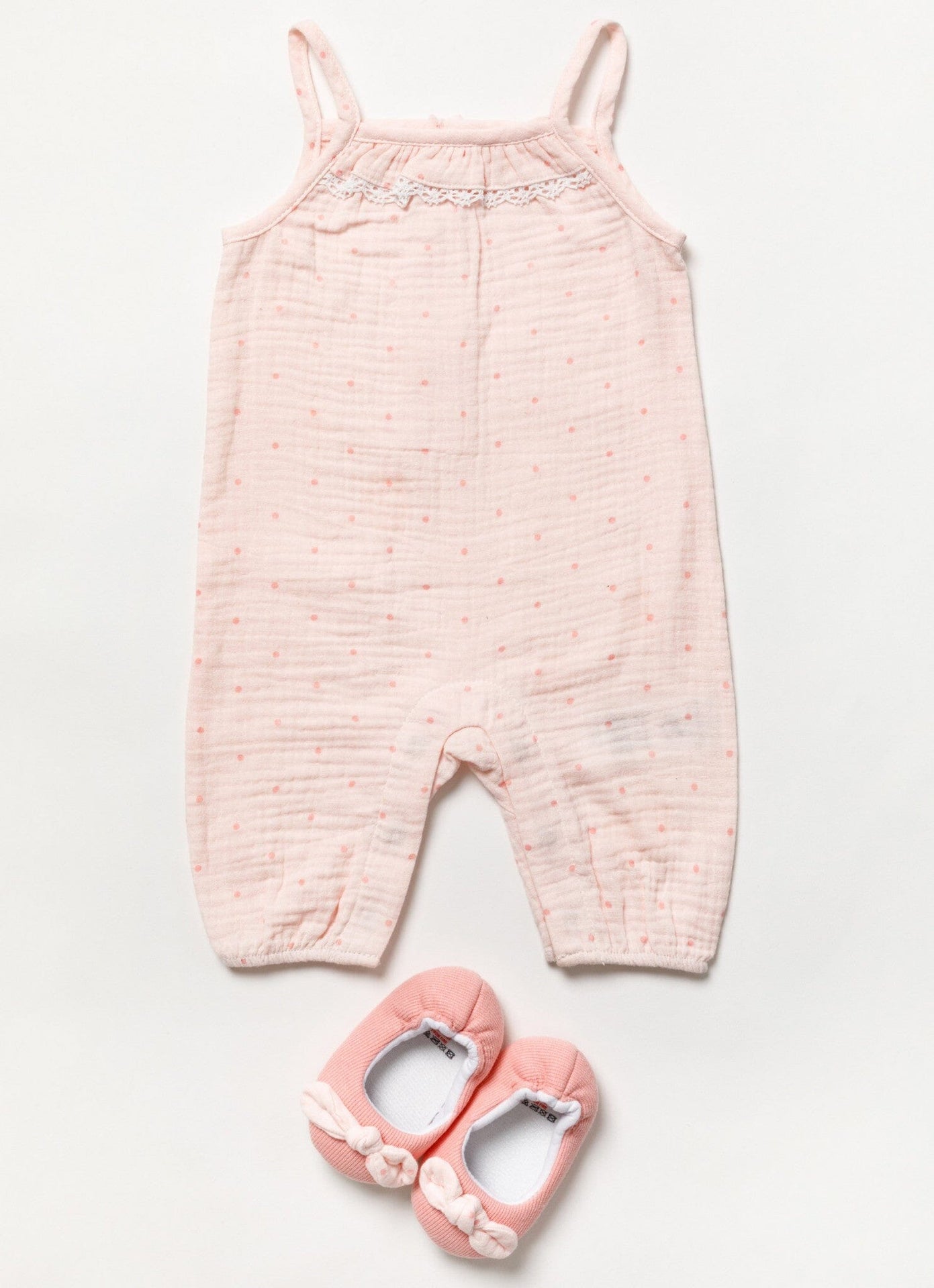 Pink Crinkle Muslin Romper & Shoes Lilly & Jack