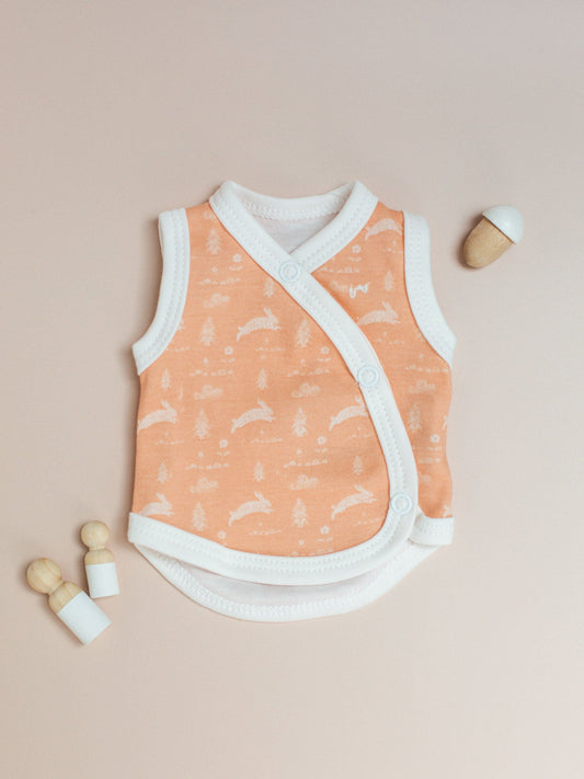 Incubator Vest, Leaping Bunnies , Premium 100% Organic Cotton Bodysuit / Vest Tiny & Small 