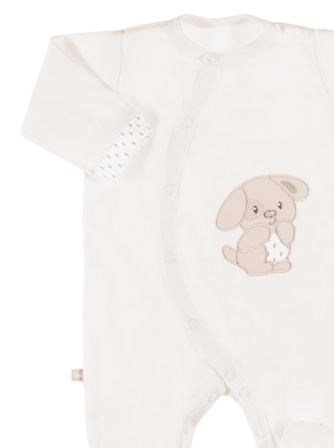 Early Baby Footed Sleepsuit - Puppy, Cream Sleepsuit / Babygrow EEVI 