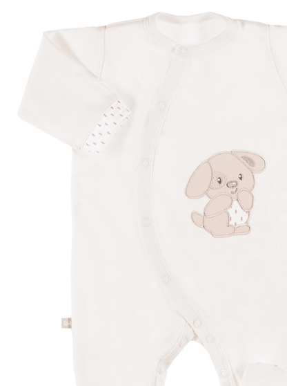Early Baby Footed Sleepsuit - Puppy, Cream Sleepsuit / Babygrow EEVI 