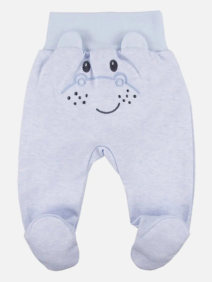Footed Trousers, Blue With Hippo Face On Rear Trousers / Leggings EEVI 
