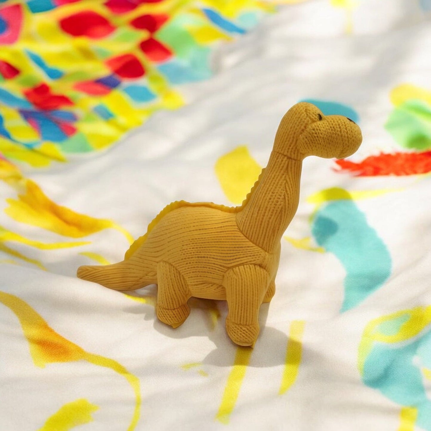 Knitted Diplodocus Rattle/Toy, Egg Yolk Yellow Toy Best Years 