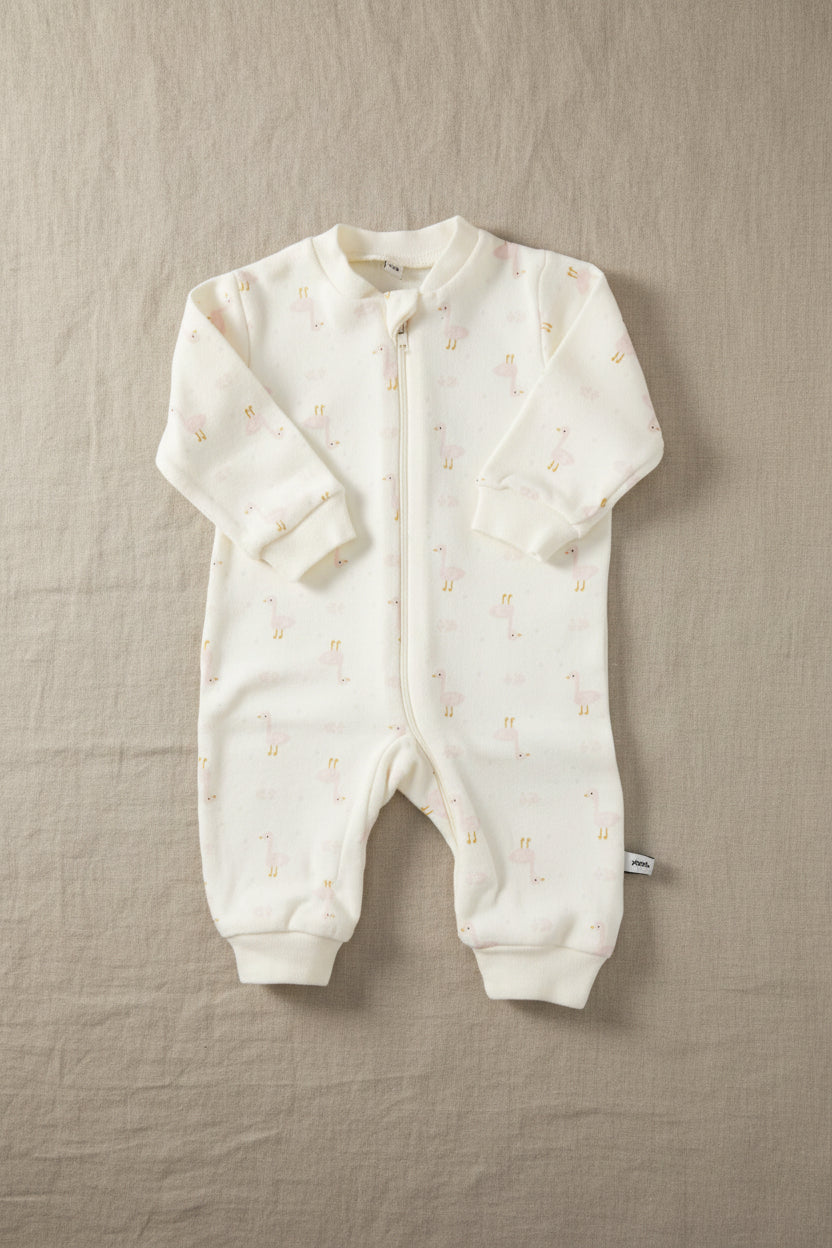 Cream Duck Print Footless Babygrow Sleepsuit / Babygrow Pippi 