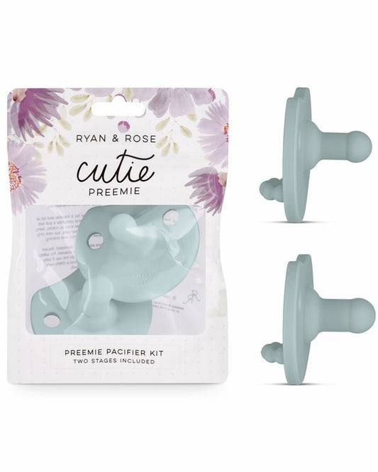 Ryan & Rose Cutie Preemie Tiny & Stage 1 Pacifier/Dummy (Mist Blue) Pacifier Ryan & Rose 
