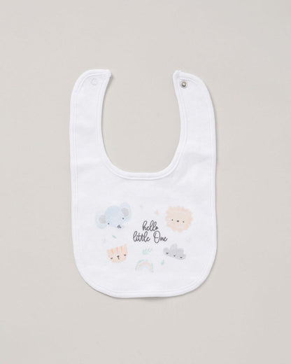 Hello Little One Animals layette gift set, full set laid flat