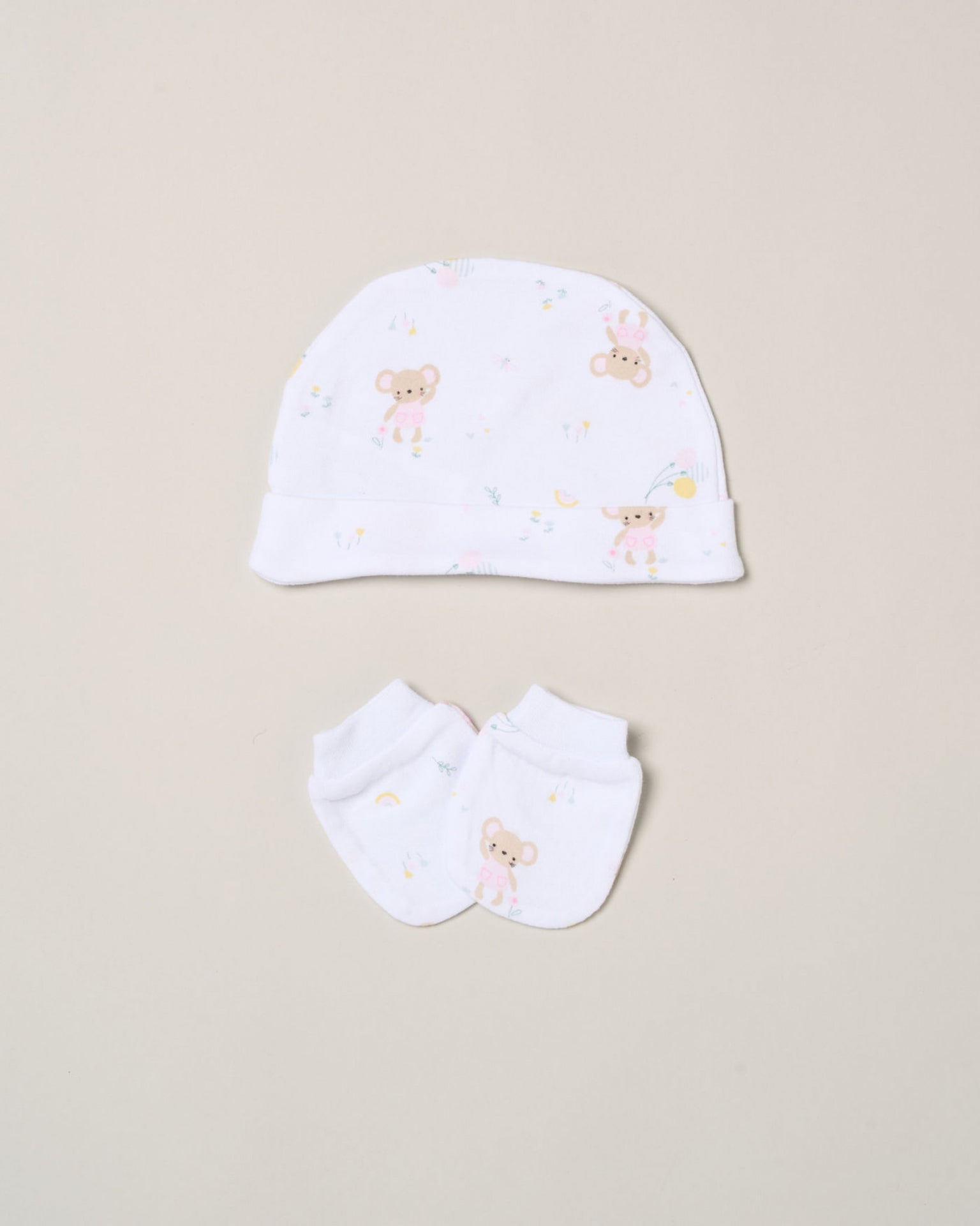 "Hello Baby" Mouse and Balloon 5 Piece Layette Gift Set - 3 sizes. Set Rock a Bye Baby 